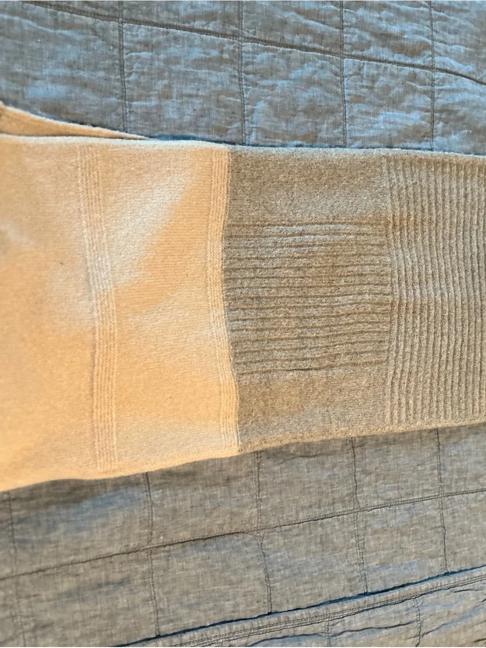 Vince Camuto Beige and Cream Knit Scarf with Fringe
